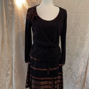 Black cashmere sweater set and skirt